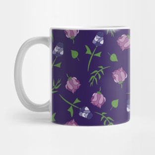 Pretty Pink Purple Lavender Roses Floral Pattern Mug